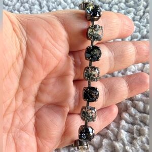 Estate Bracelet with Black & Clear Rhinestone - 8 Inch Adjustable